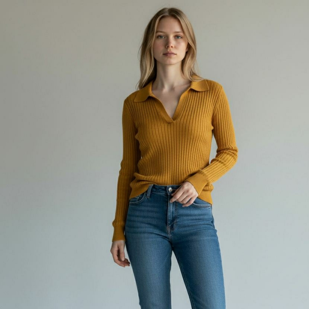 Aritzia Mustard V-Neck Sweater